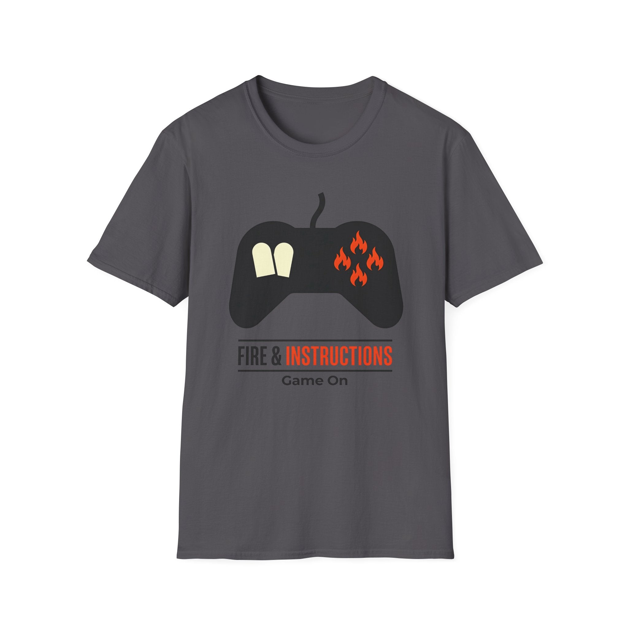 Gaming Controller T‑Shirt — "Fire & Instructions: Game On" Gamer Tee