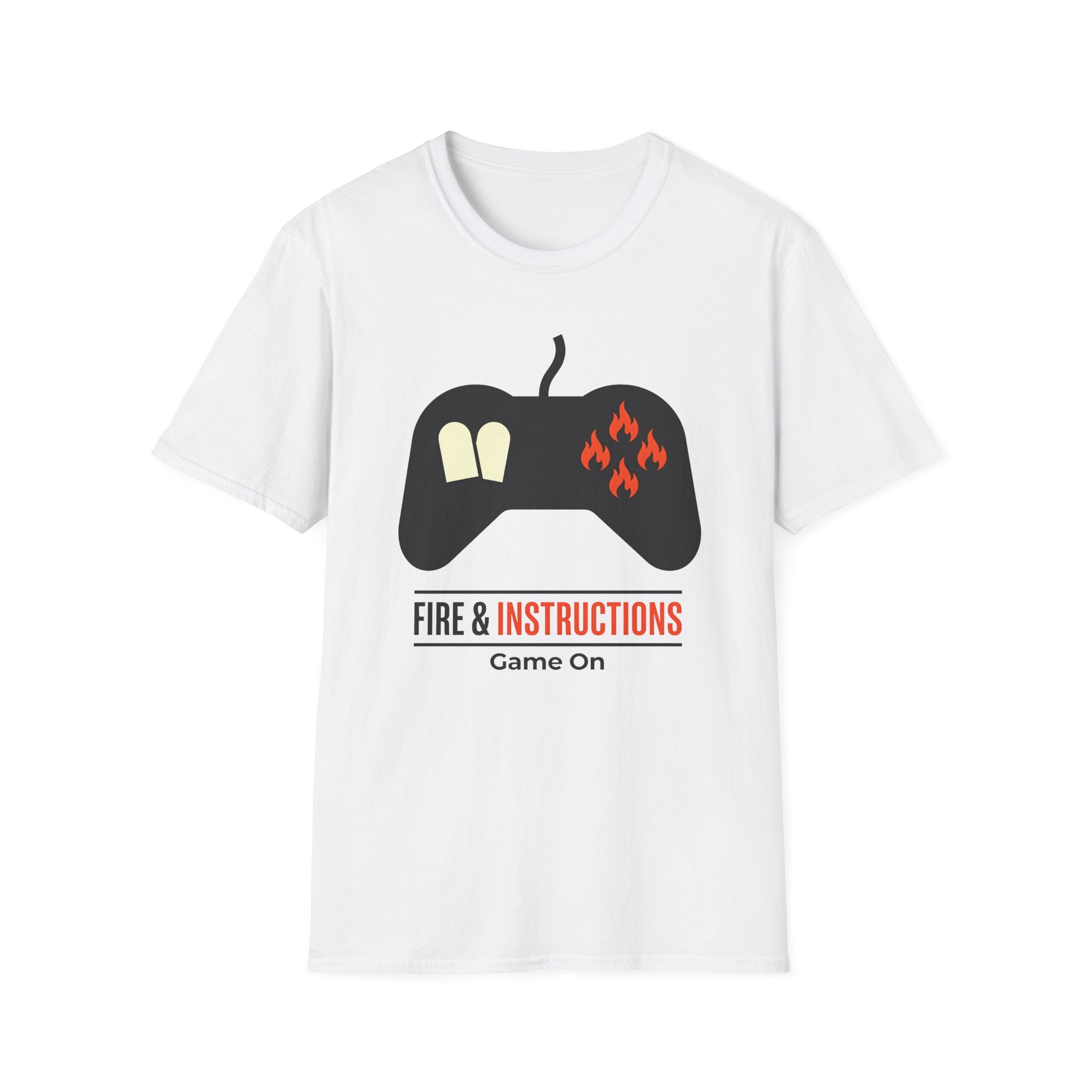 Gaming Controller T‑Shirt — "Fire & Instructions: Game On" Gamer Tee