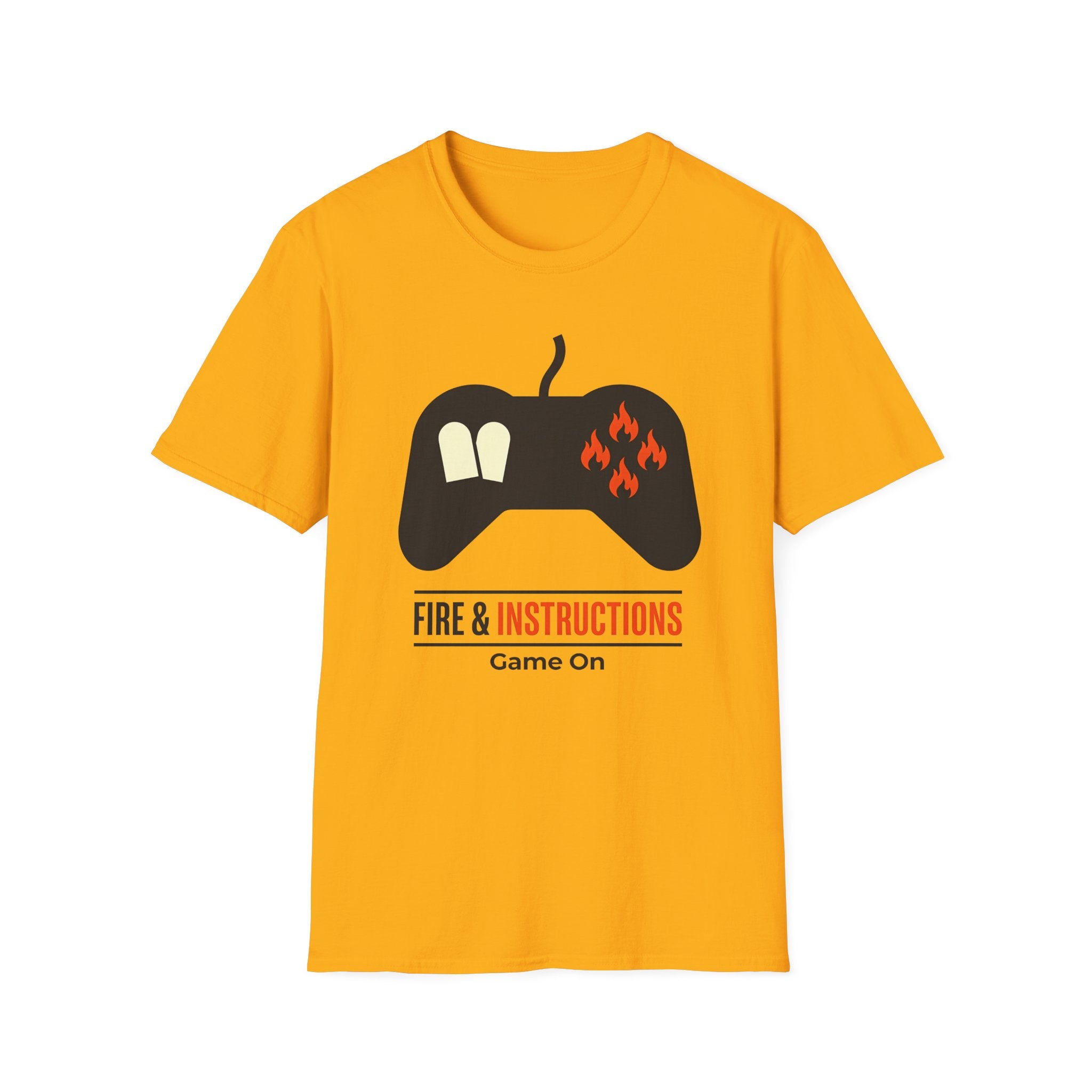 Gaming Controller T‑Shirt — "Fire & Instructions: Game On" Gamer Tee