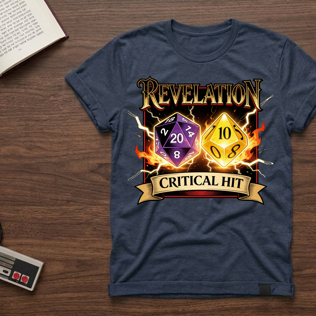 RPG 'Revelation' Critical Hit T-Shirt — D20 & D10 Dice Gaming Tee