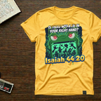 Biblical Frog Design T-Shirt — “Is There Not a Lie in Your Right Hand? Isaiah 44:20”