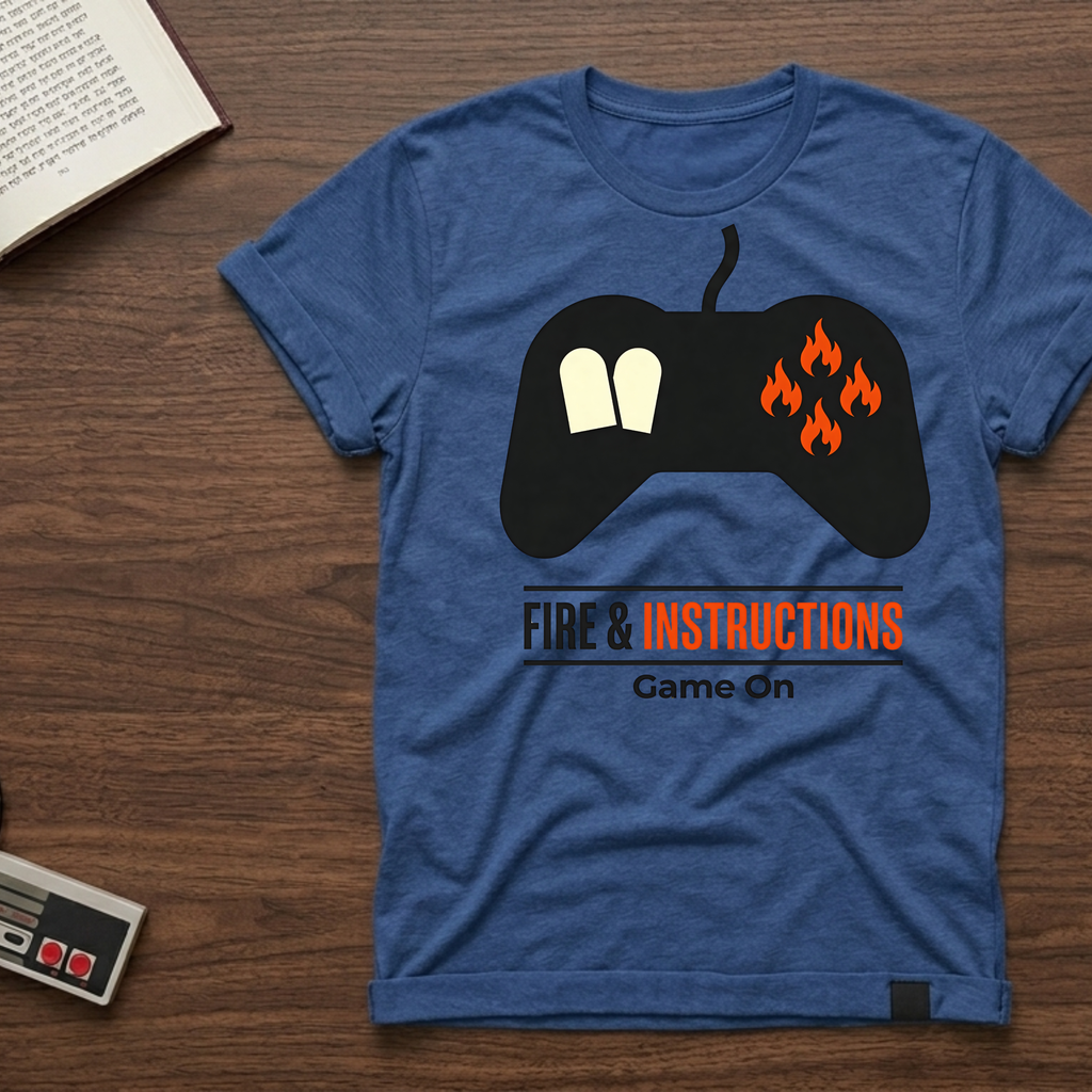 Gaming Controller T‑Shirt — "Fire & Instructions: Game On" Gamer Tee