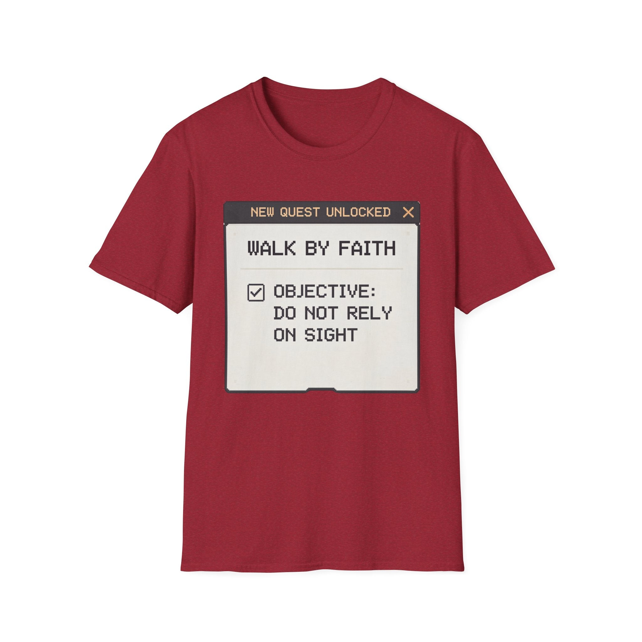 Walk By Faith T-Shirt — “New Quest Unlocked: Walk By Faith” Graphic Tee