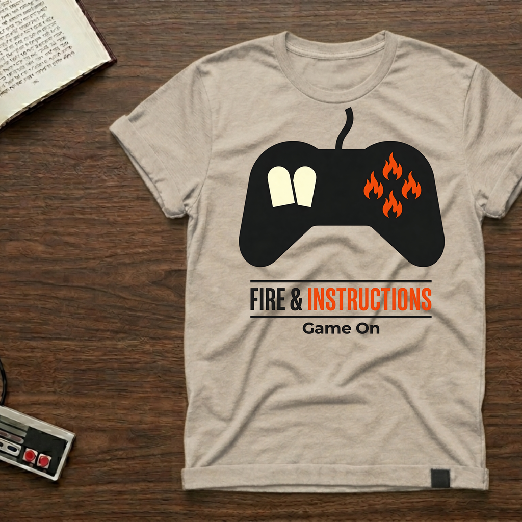 Gaming Controller T‑Shirt — "Fire & Instructions: Game On" Gamer Tee