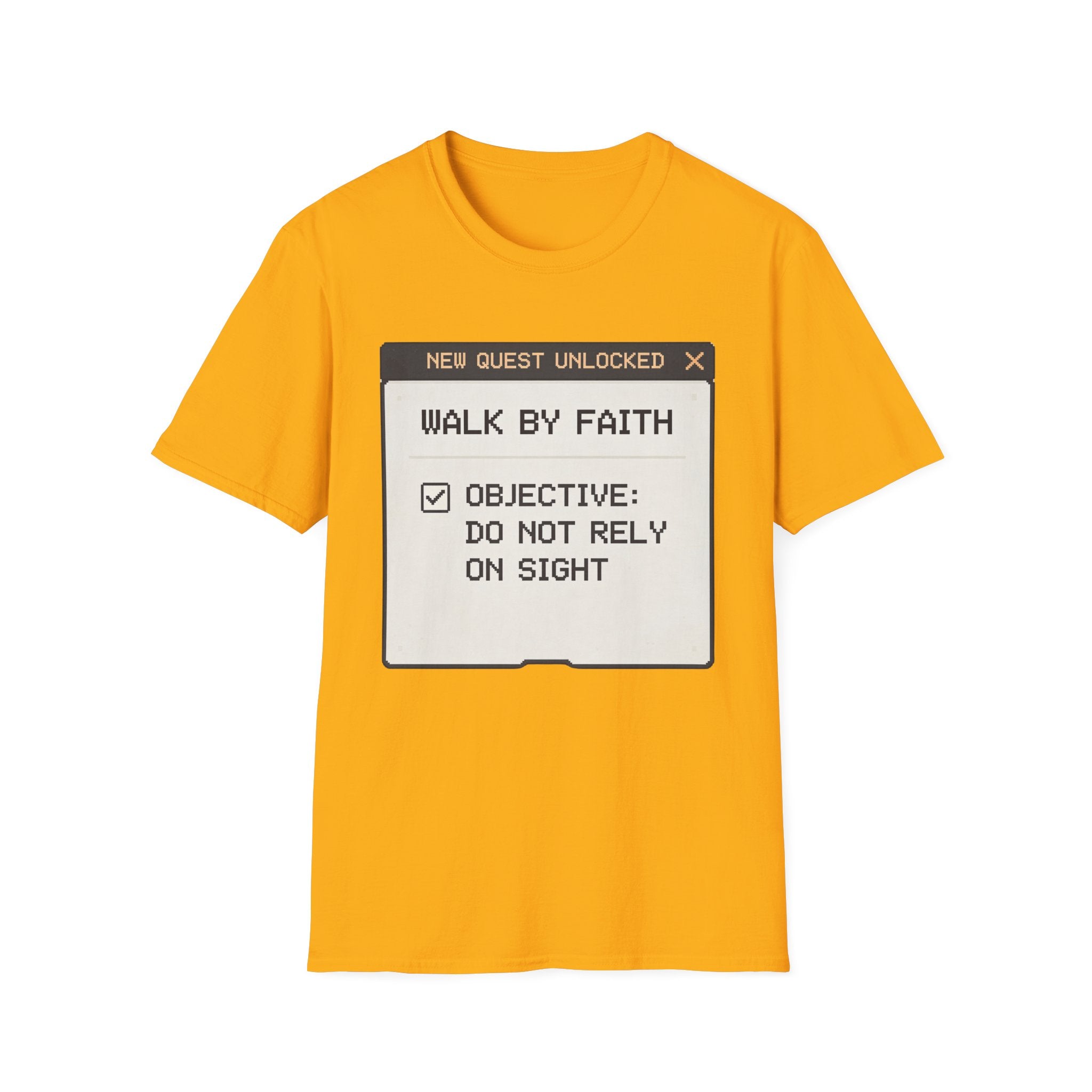 Walk By Faith T-Shirt — “New Quest Unlocked: Walk By Faith” Graphic Tee