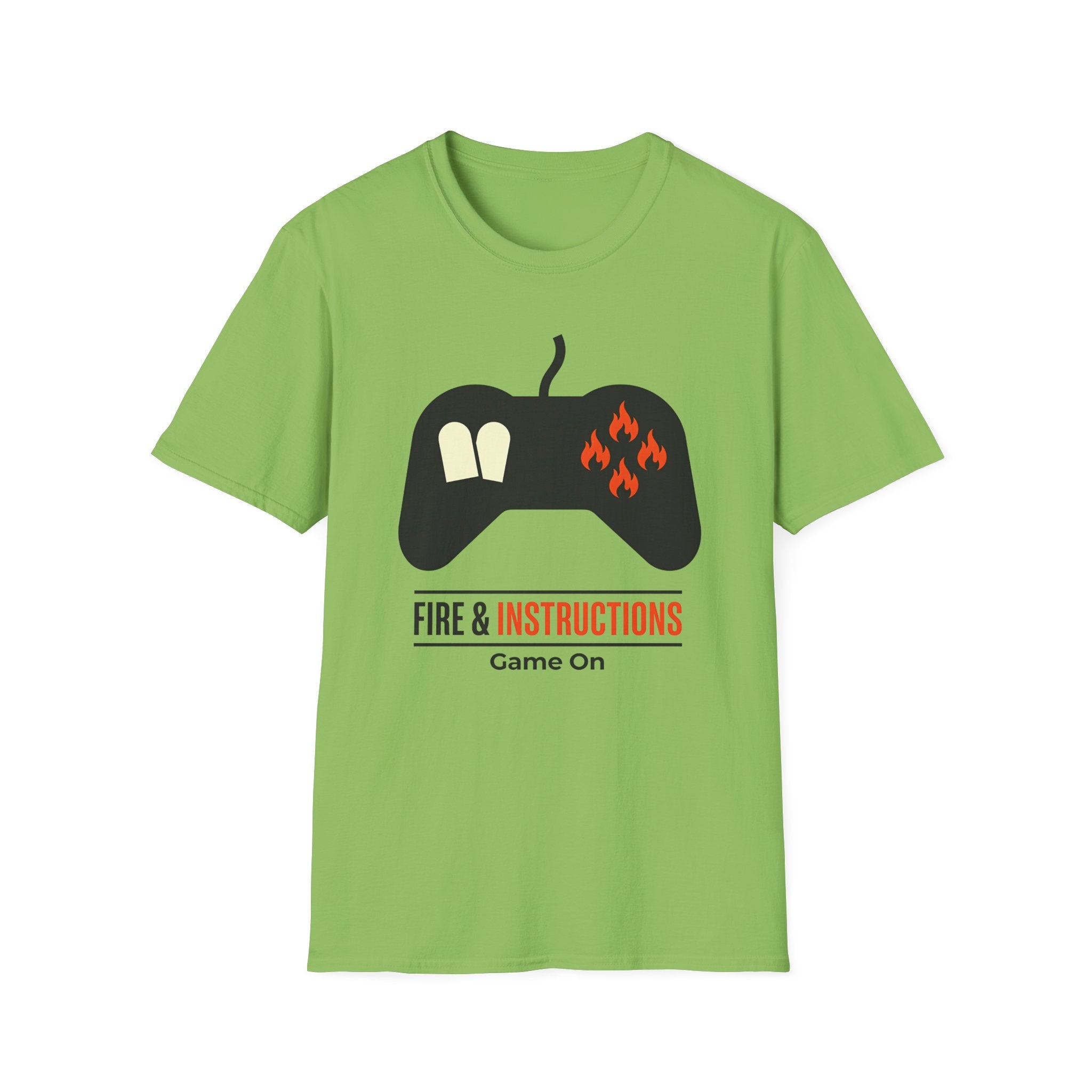 Gaming Controller T‑Shirt — "Fire & Instructions: Game On" Gamer Tee