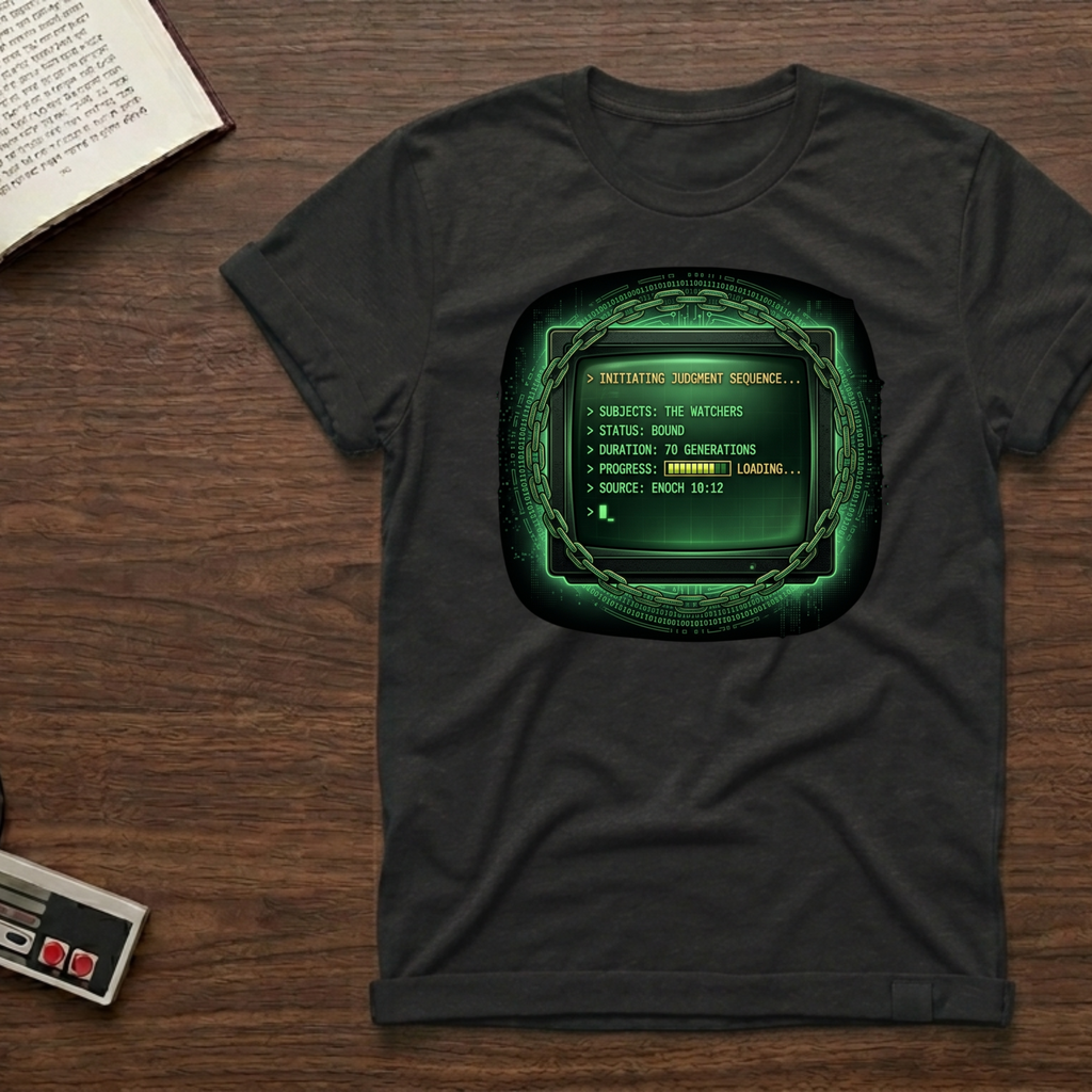 Judgment Sequence T‑Shirt — Green Hologram Sci‑Fi Interface Graphic Tee