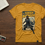 Torah Avenger T-Shirt — Hebrew Superhero Graphic Tee (Menorah Shield)