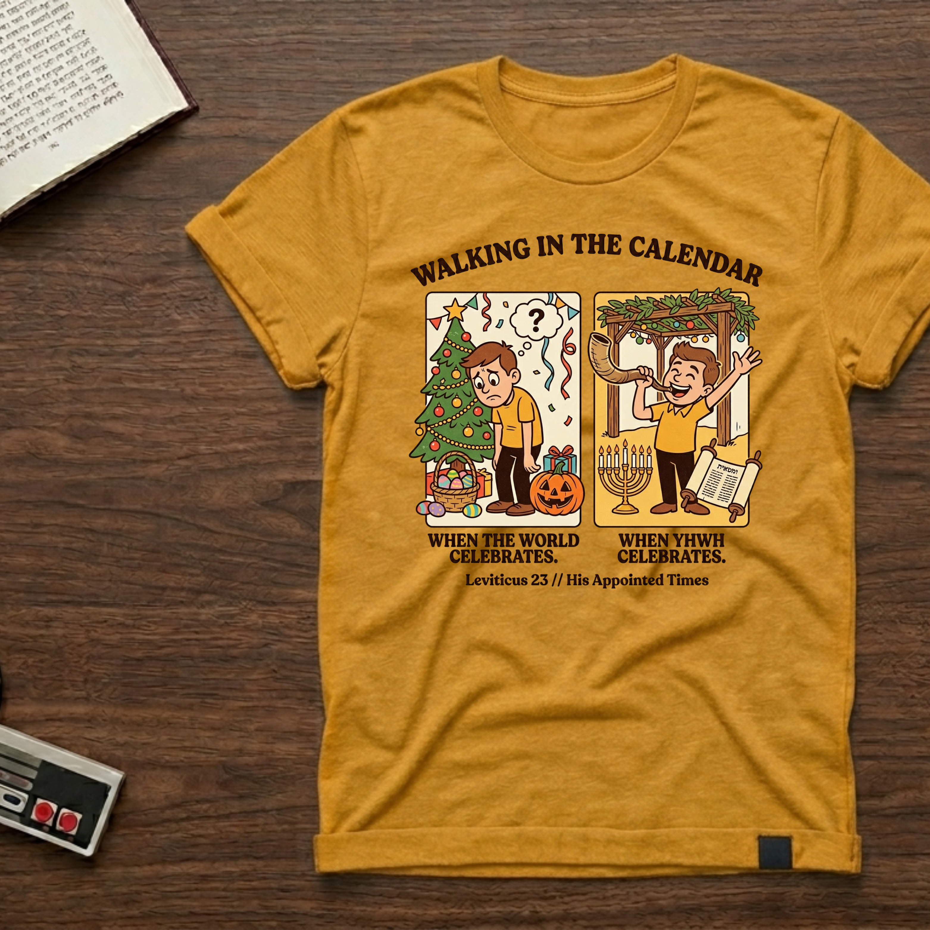 Walking in the Calendar T-Shirt — Christian Holiday Seasons Illustration