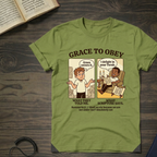 T-Shirt — "Grace to Obey" Christian Comic Faith Tee