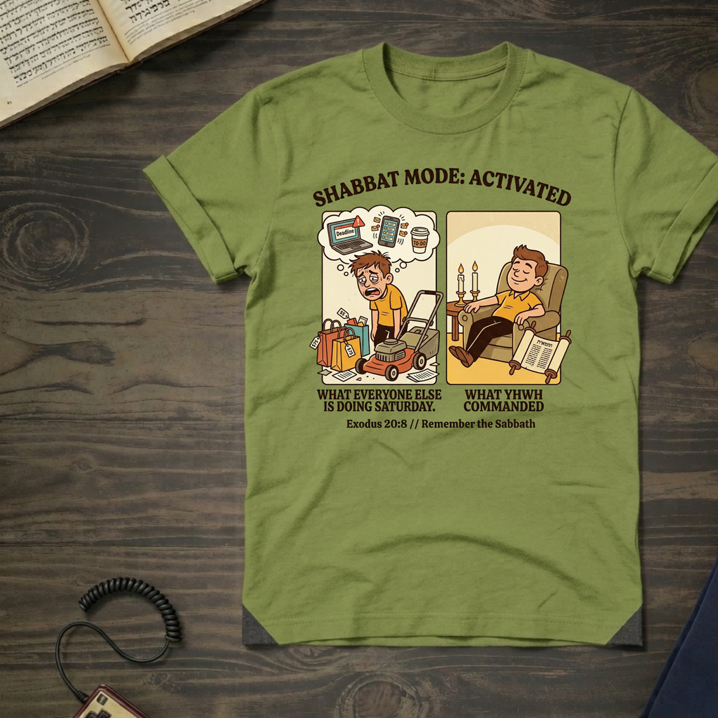 Shabbat Mode Activated T-Shirt — Relaxed Sabbath Comic Tee