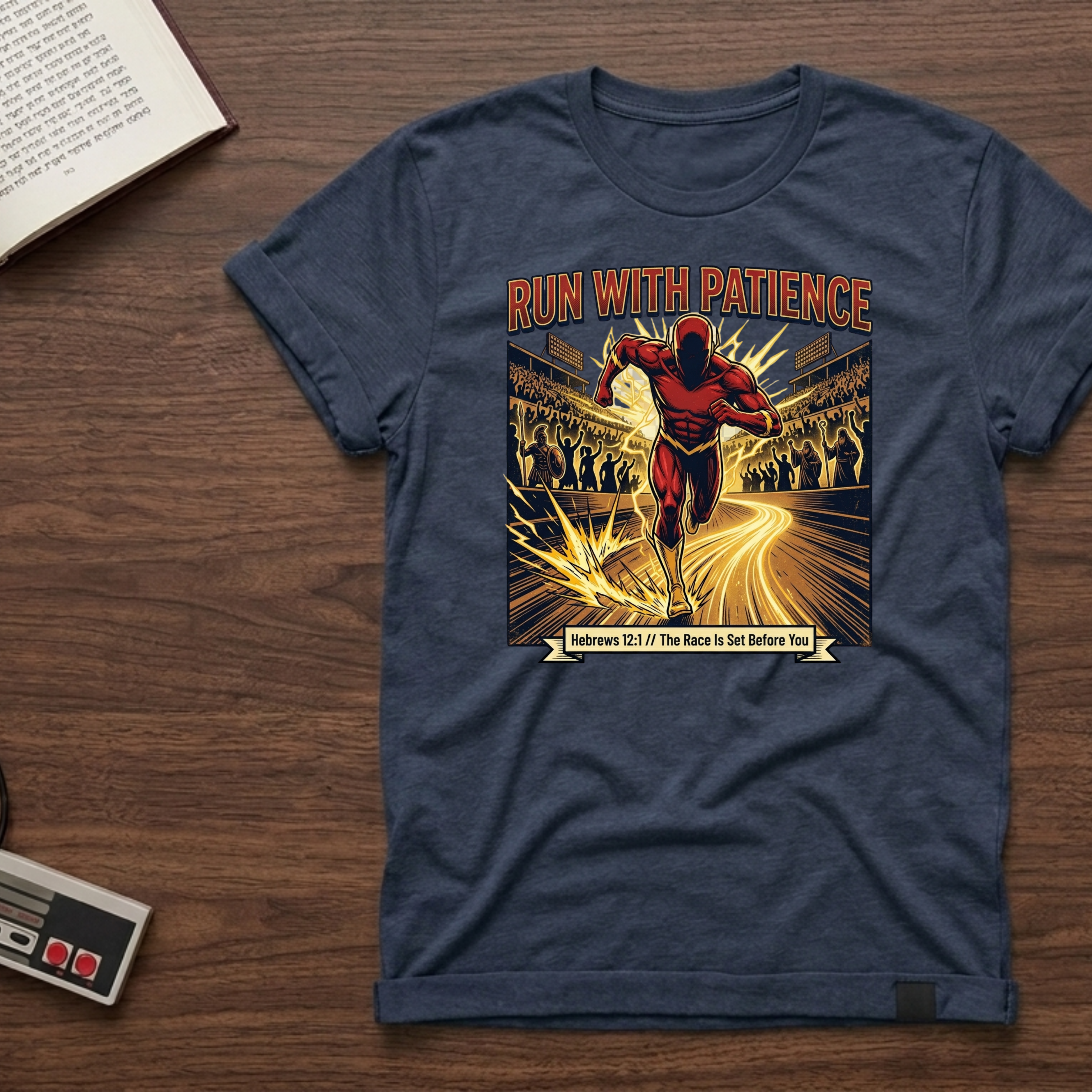 Run With Patience T-Shirt — Motivational Runner Graphic Tee