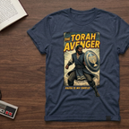 Torah Avenger T-Shirt — Hebrew Superhero Graphic Tee (Menorah Shield)
