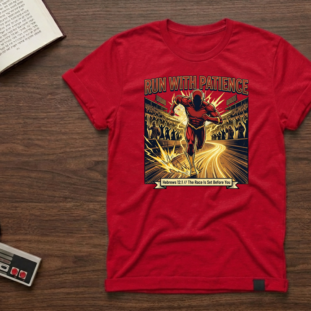 Run With Patience T-Shirt — Motivational Runner Graphic Tee