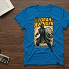 Torah Avenger T-Shirt — Hebrew Superhero Graphic Tee (Menorah Shield)