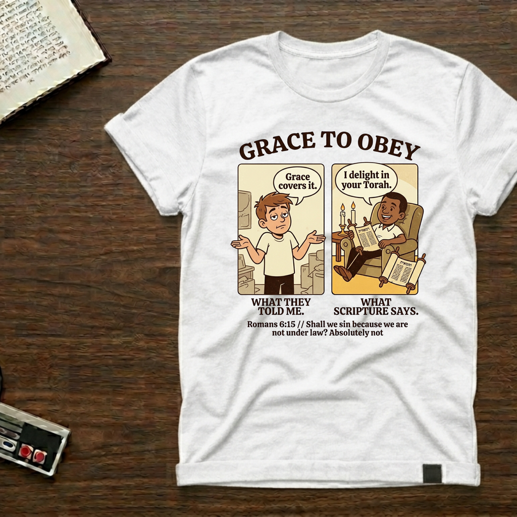 T-Shirt — "Grace to Obey" Christian Comic Faith Tee