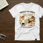 T-Shirt — "Grace to Obey" Christian Comic Faith Tee